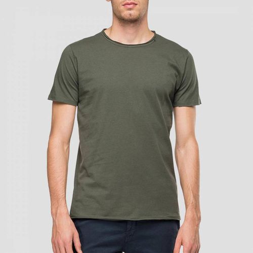 Khaki Raw Cut Cotton T-Shirt - Replay - Modalova