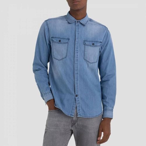 Indigo Blue Denim Cotton Shirt - Replay - Modalova