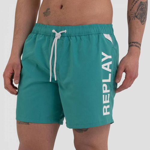 Green Logo Swim Shorts - Replay - Modalova