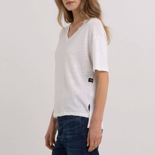 White Stretch Linen T-Shirt - Replay - Modalova