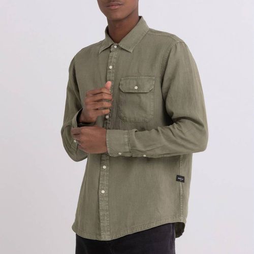 Khaki Linen Shirt - Replay - Modalova