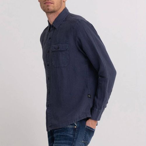 Navy Linen Shirt - Replay - Modalova