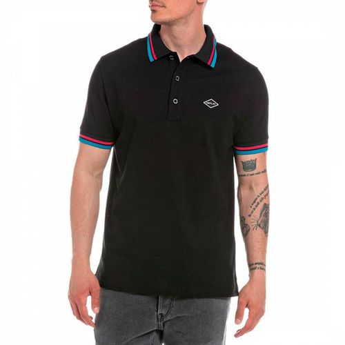 Black Stretch Cotton Polo Shirt - Replay - Modalova