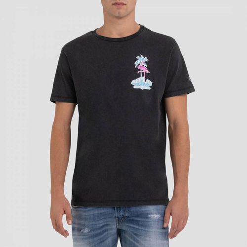 Black Flamingo Print Cotton T-Shirt - Replay - Modalova
