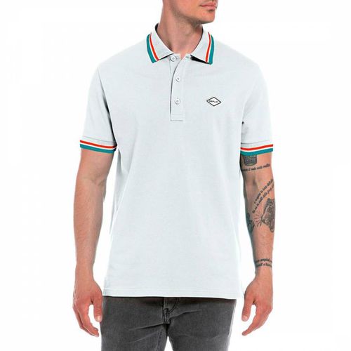 White Stretch Cotton Polo Shirt - Replay - Modalova