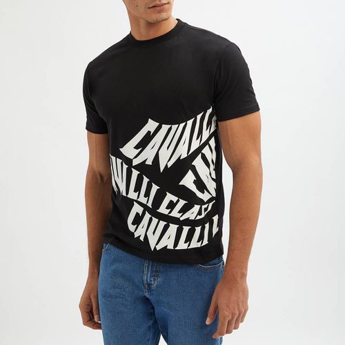 Black Logo Graphic Cotton T-Shirt - Cavalli Class - Modalova