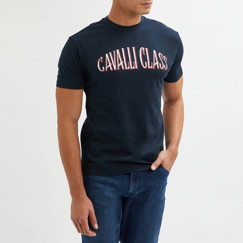 Navy Logo Cotton T-Shirt - Cavalli Class - Modalova