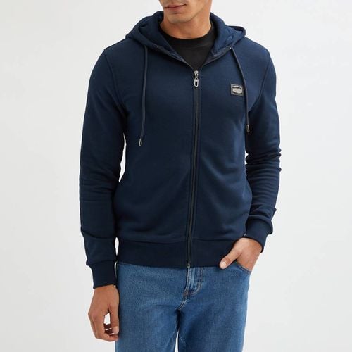 Navy Logo Cotton Blend Zip Hoodie - Cavalli Class - Modalova