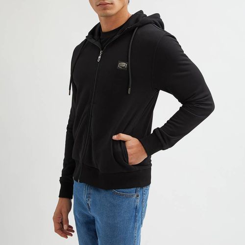 Black Logo Cotton Blend Zip Hoodie - Cavalli Class - Modalova