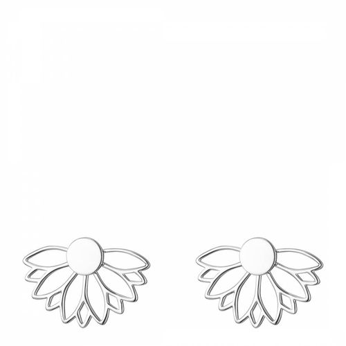 Silver Stud Flower Earrings - Nahla Jewels - Modalova