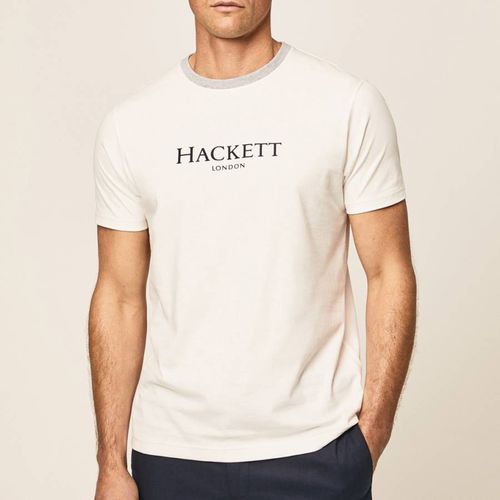 White Logo Cotton T-Shirt - Hackett London - Modalova