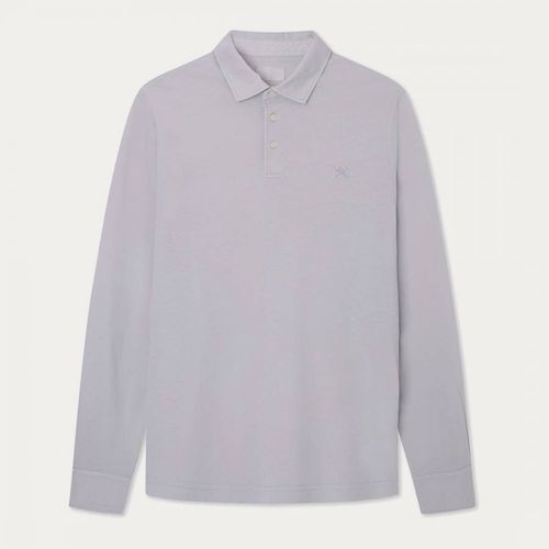 Grey Long Sleeve Cotton Polo Shirt - Hackett London - Modalova