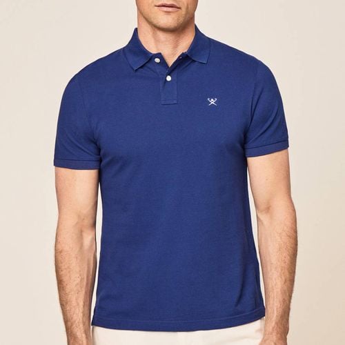Navy Logo Collar Cotton Polo Shirt - Hackett London - Modalova