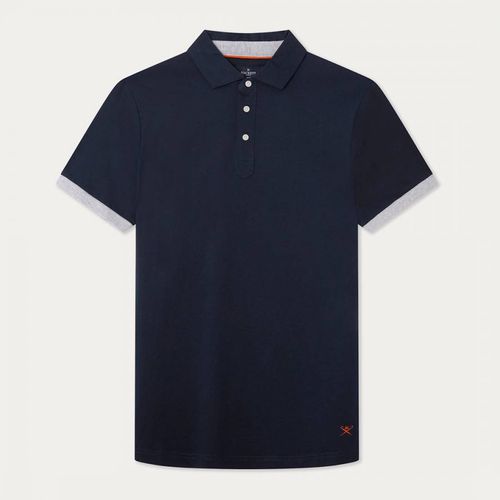 Navy Contrast Trim Cotton Polo Shirt - Hackett London - Modalova