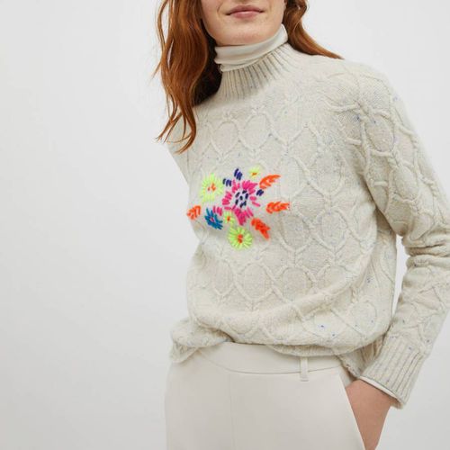 Beige Scorrere Floral Wool Jumper - Max&Co. - Modalova