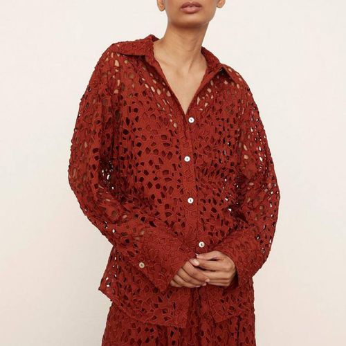 Dark Red Lace Cotton Shirt - Vince - Modalova