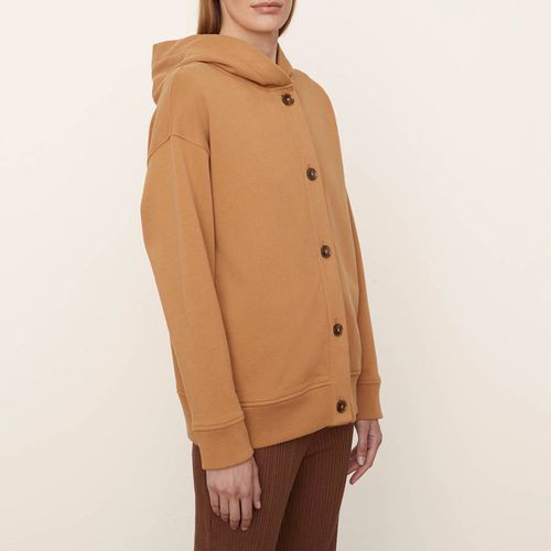 Camel Hooded Cotton Cardigan - Vince - Modalova