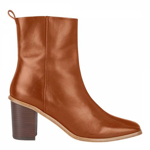 Tan Angela Square Toe Leather Boot - Wyse - Modalova