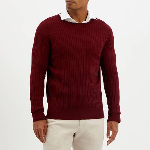 Wine Ribbed Crew Neck Jumper - Gianni Feraud - Modalova