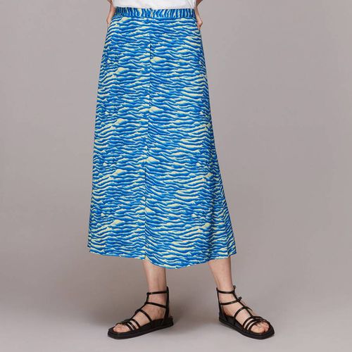 Blue Printed Button Front Mid Skirt - WHISTLES - Modalova