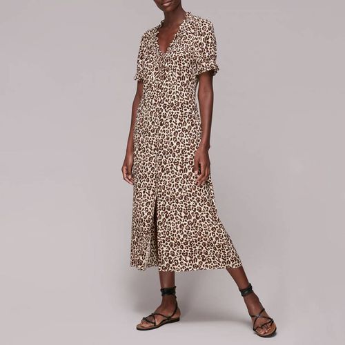 Tan Ada Animal Print Midi Dress - WHISTLES - Modalova