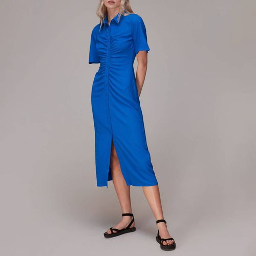 Blue Textured Ruched Dress - WHISTLES - Modalova