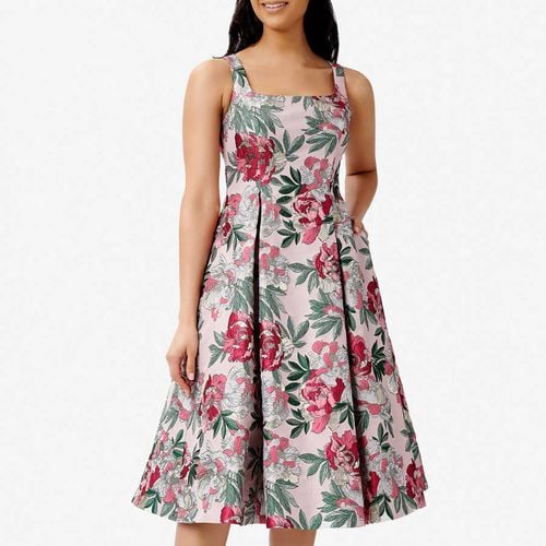 Multi Floral Print Jacquard Fit And Flare Dress - Adrianna Papell - Modalova