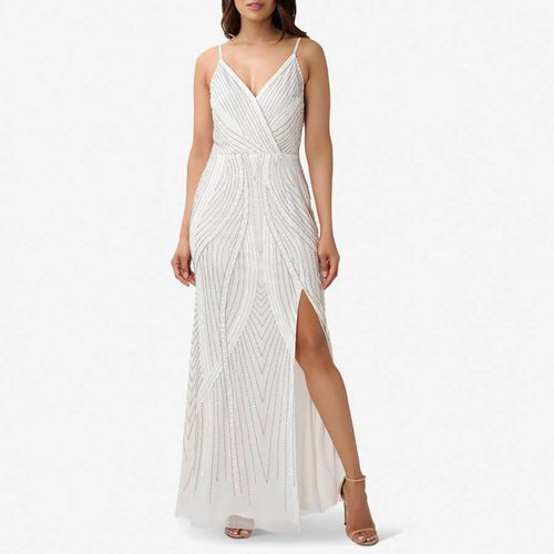 White Beaded Strappy Maxi Dress - Adrianna Papell - Modalova