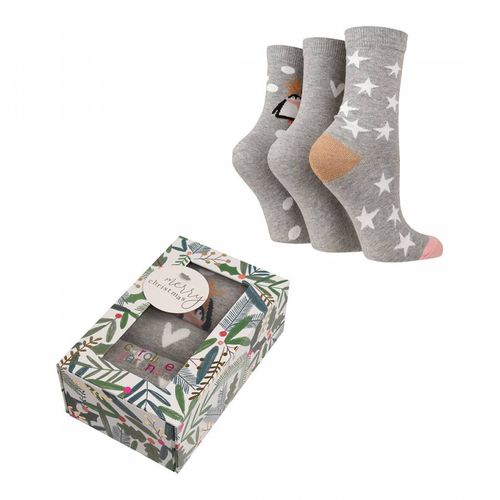 Grey 3pk Socks Gift Box - Caroline Gardner - Modalova