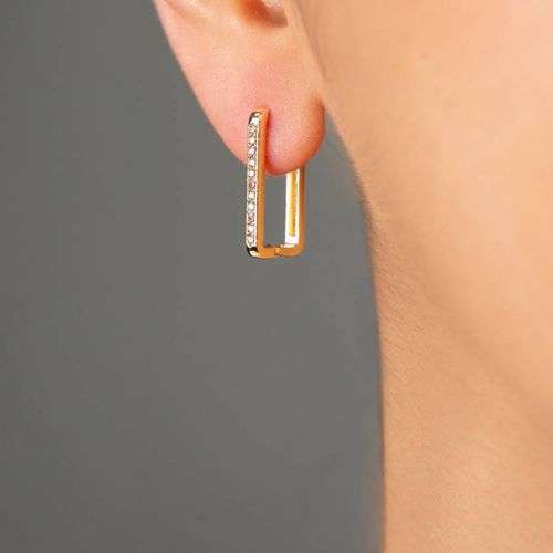 Gold Square Hoop Earrings - Elika - Modalova
