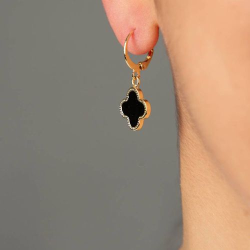 Black & Gold Cleef Drop Earrings - Elika - Modalova
