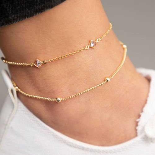 Gold Diamond Shaped Anklet - Elika - Modalova