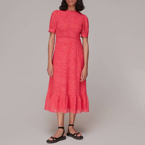 Pink Shirred Printed Dress - WHISTLES - Modalova