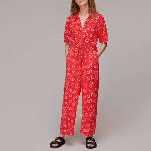 Red Floral Print Collared Jumpsuit - WHISTLES - Modalova
