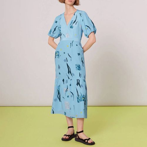 Blue Abstract Print Silk Dress - WHISTLES - Modalova