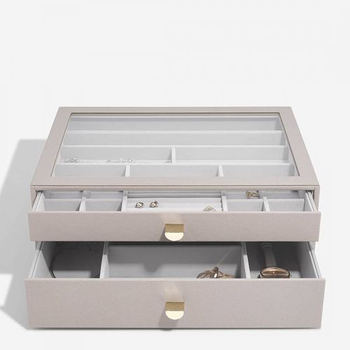 Taupe Supersize Jewellery Box - Set of 2 (with drawers) - Stackers - Modalova