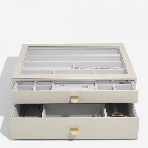 Oatmeal Supersize Jewellery Box - Set of 2 (with drawers) - Stackers - Modalova