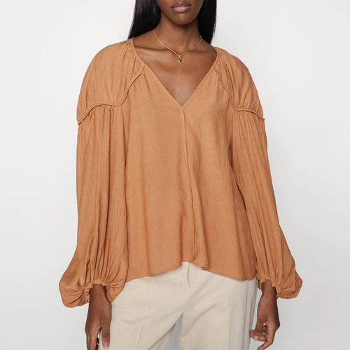 Camel Ramonas V Neck Blouse - By Malene Birger - Modalova