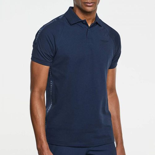 Navy AMR Logo Tape Cotton Blend Polo Shirt - Hackett London - Modalova