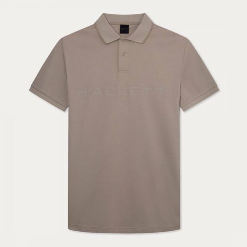 Taupe Logo Short Sleeve Cotton Polo Shirt - Hackett London - Modalova