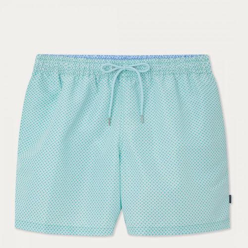 Aqua Blue Grid Print Swim Shorts - Hackett London - Modalova