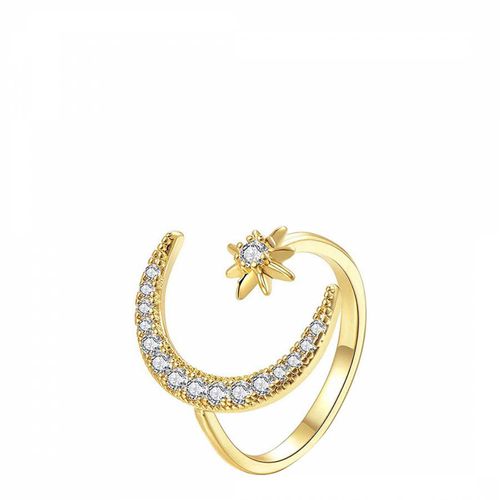 K Gold Adjustable Moon Star Ring - Chloe Collection by Liv Oliver - Modalova