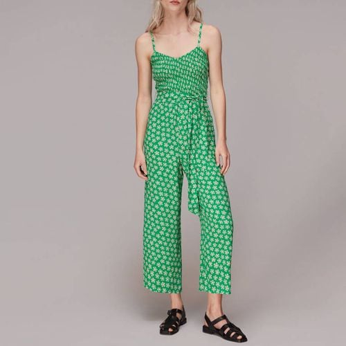 Green Floral Print Belted Jumpsuit - WHISTLES - Modalova