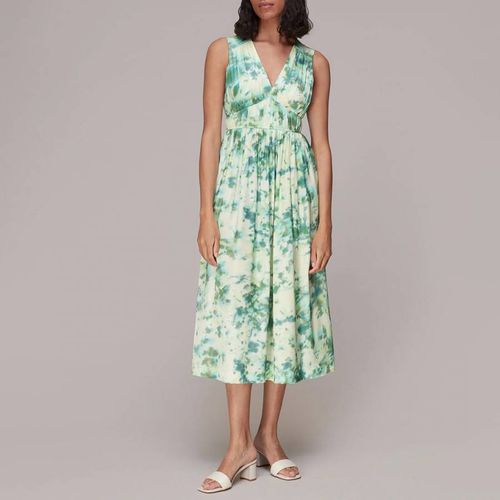 Green Floral Silk Blend Midi Dress - WHISTLES - Modalova