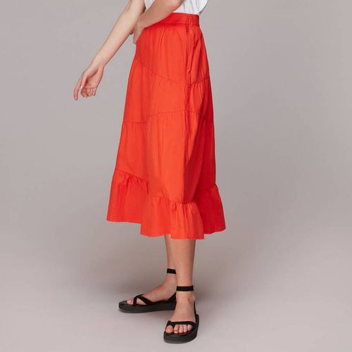 Red Maria Tiered Cotton Skirt - WHISTLES - Modalova