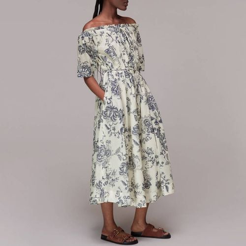 Cream Bardot Floral Cotton Dress - WHISTLES - Modalova