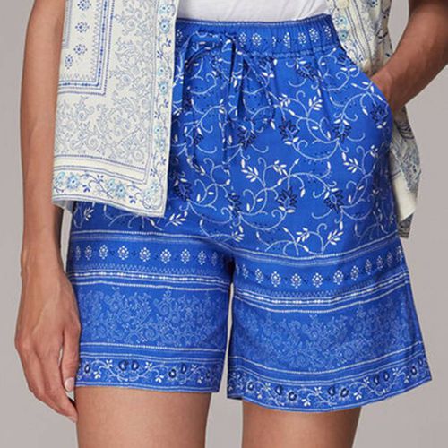 Blue Floral Print Cotton Shorts - WHISTLES - Modalova