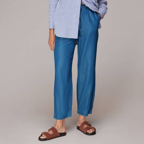 Blue Lucy Chambray Cotton Trousers - WHISTLES - Modalova