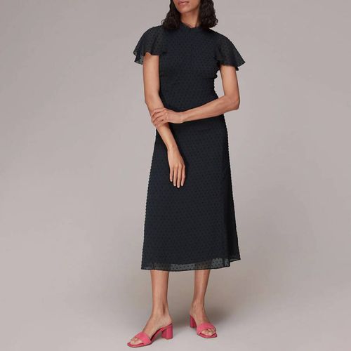 Navy Elouise Textured Midi Dress - WHISTLES - Modalova