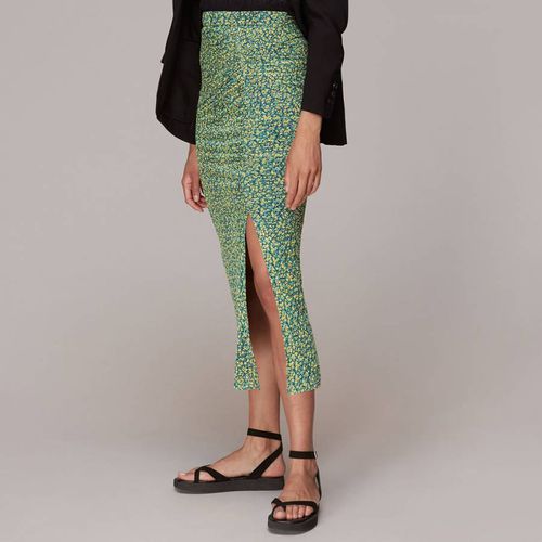 Green Floral Print Midi Skirt - WHISTLES - Modalova